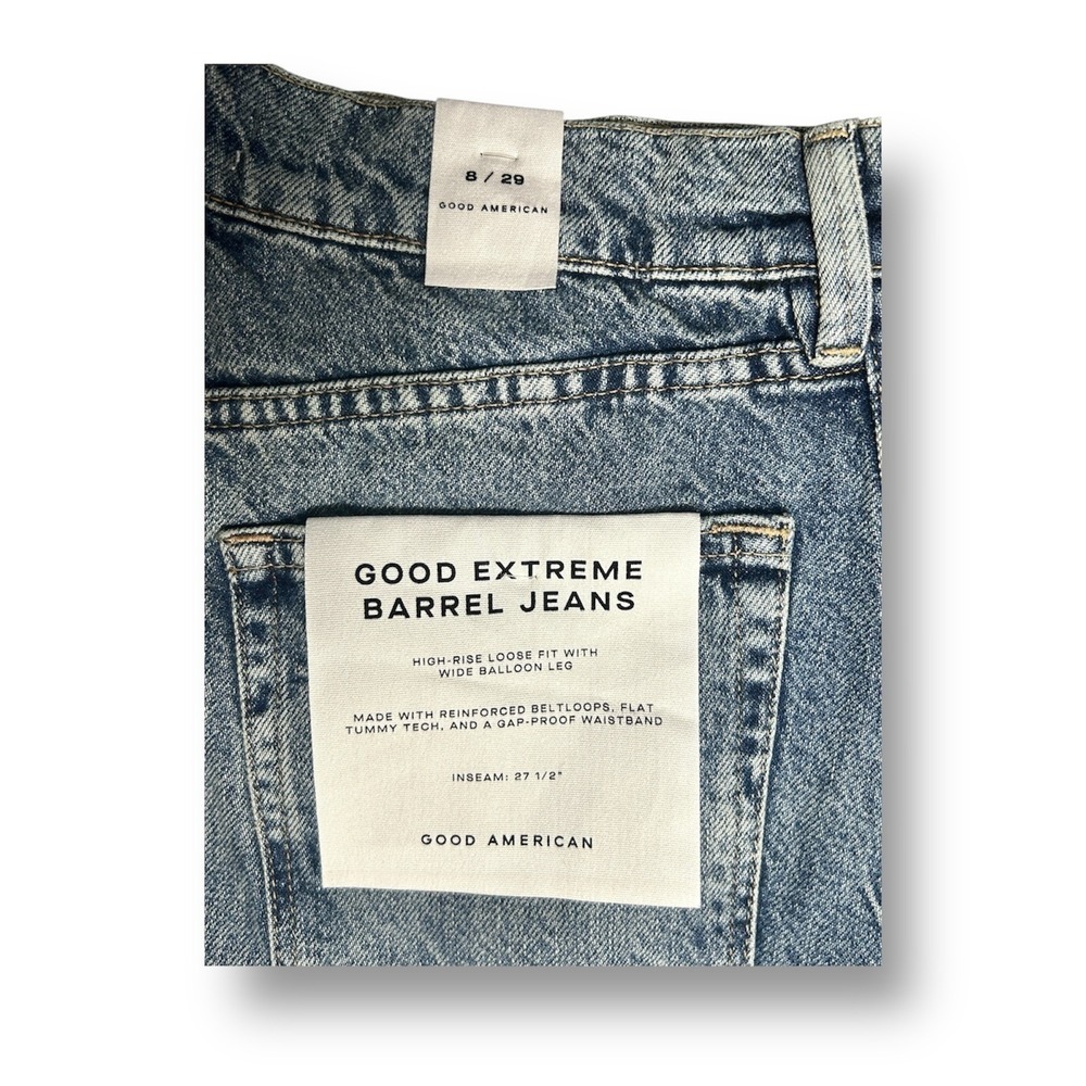Good American 8/29 Extreme‎ Barrel Jeans Indigo Balloon Wide Leg High Rise 90s - Picture 8 of 12